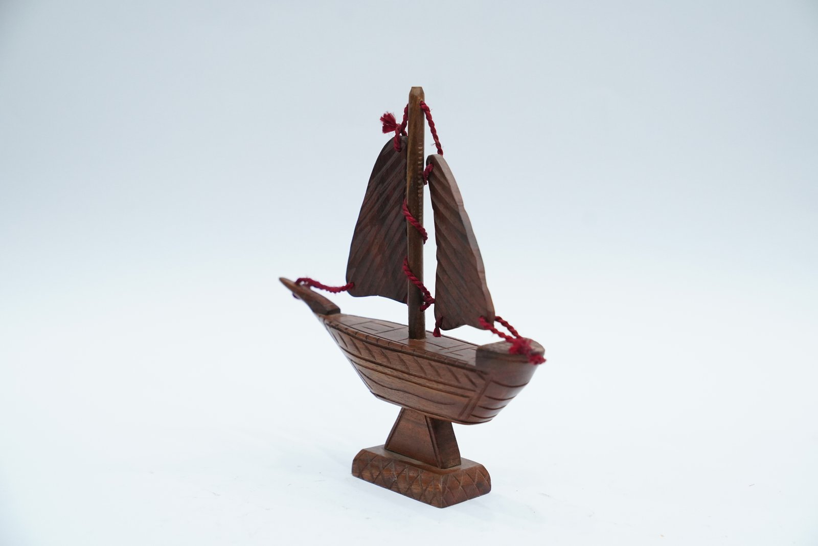 Handcrafted Wooden Sailboat Figurine - Image 2