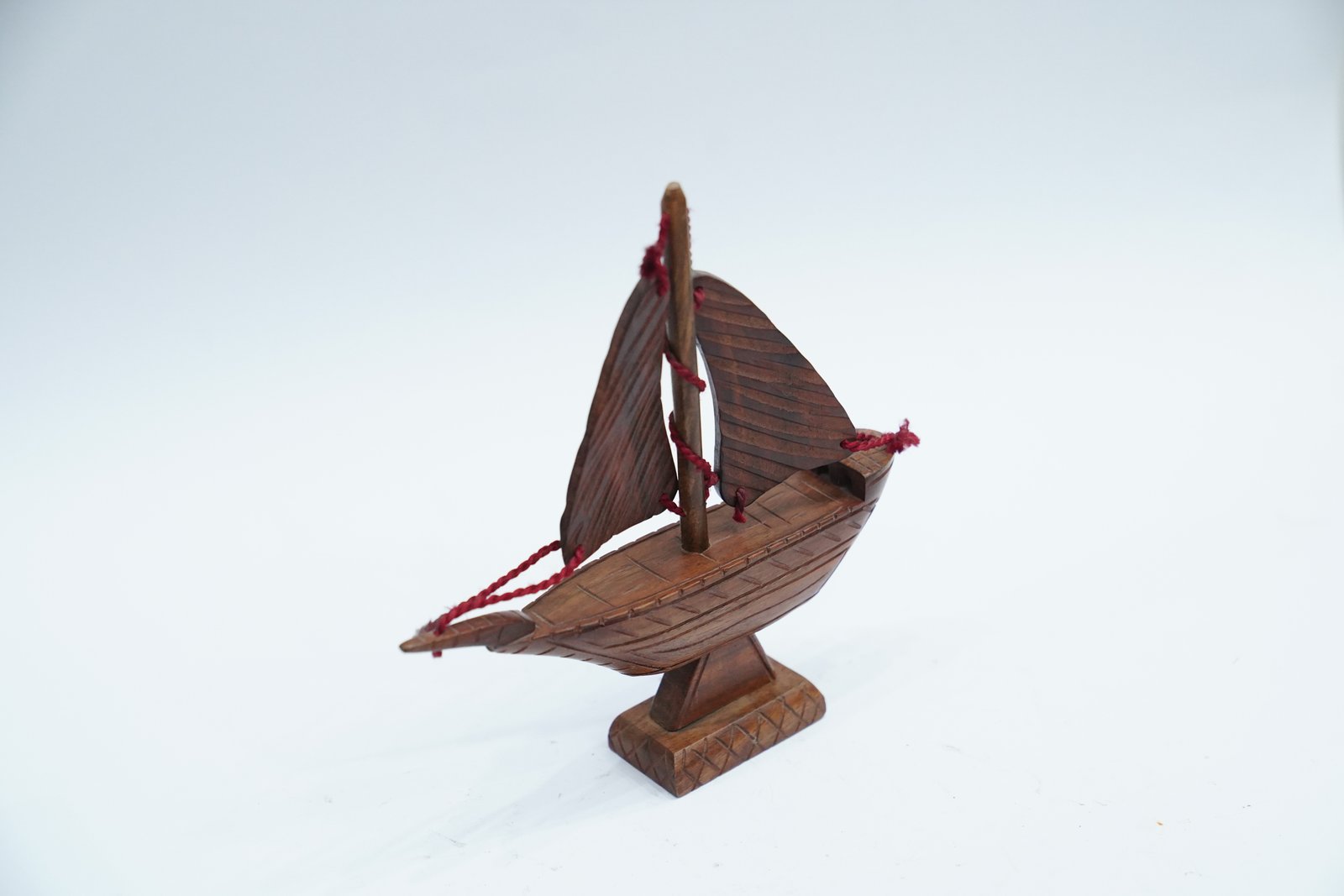 Handcrafted Wooden Sailboat Figurine - Image 3