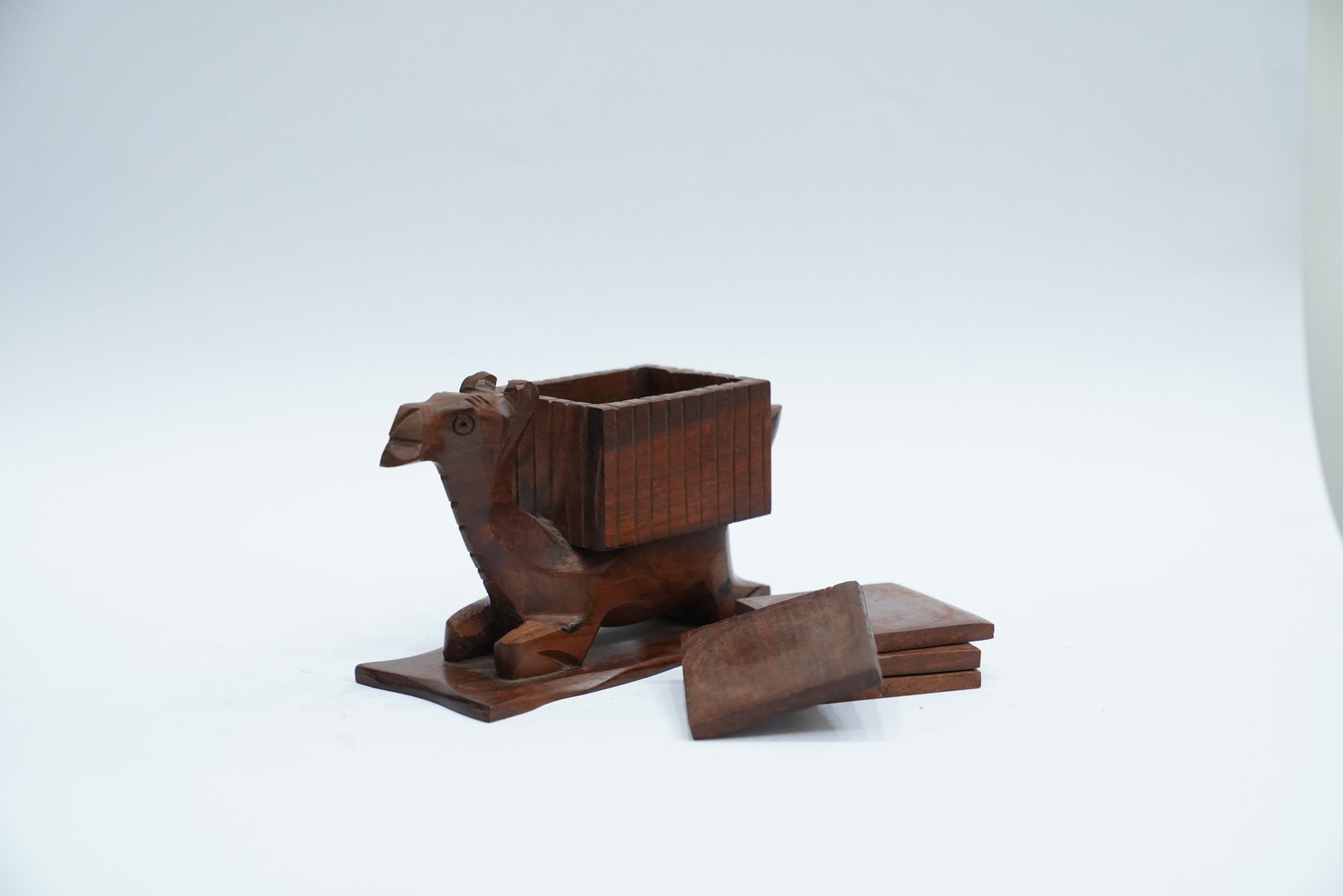 Handcrafted Wooden Camel Desk Organizer - Image 2