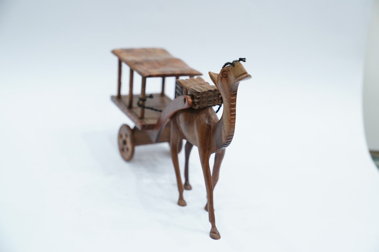 Handcrafted Wooden Camel Cart for Rustic Decor - Image 4
