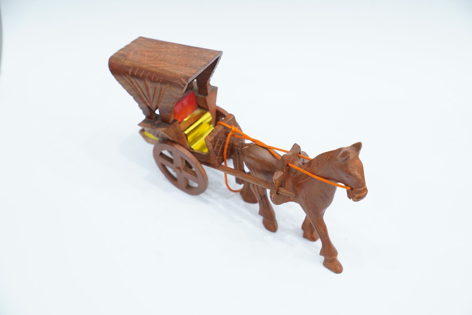 Handcrafted Wooden Horse Cart for Vintage Decor