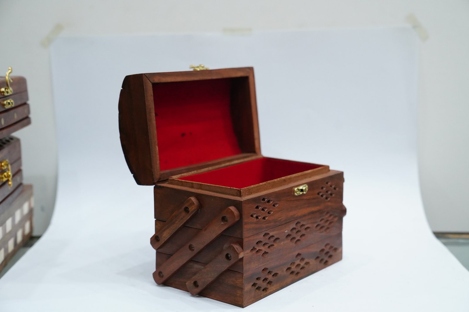 Handcrafted Triple Wooden Box – Beauty Meets Functionality - Image 3