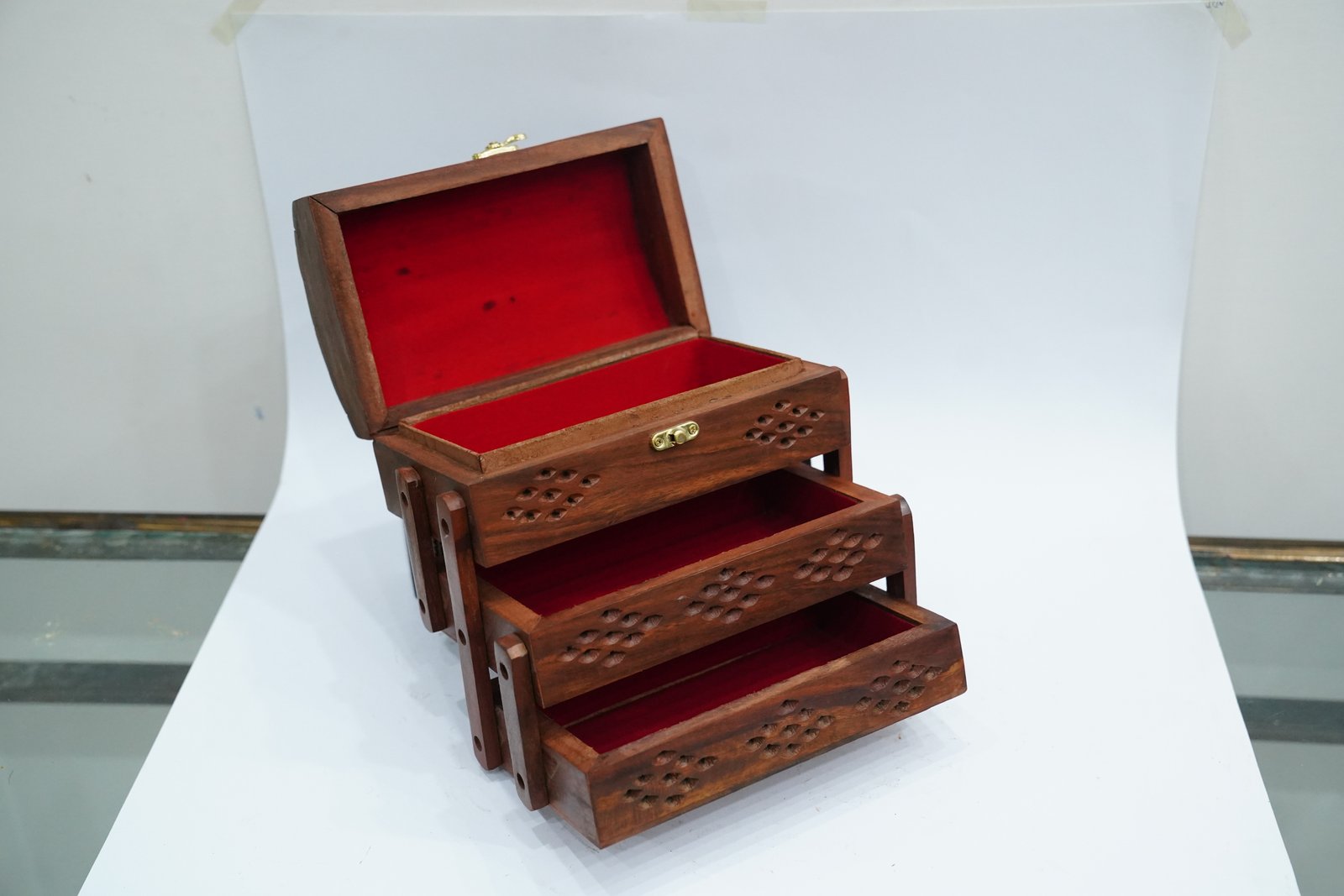 Handcrafted Triple Wooden Box – Beauty Meets Functionality - Image 2