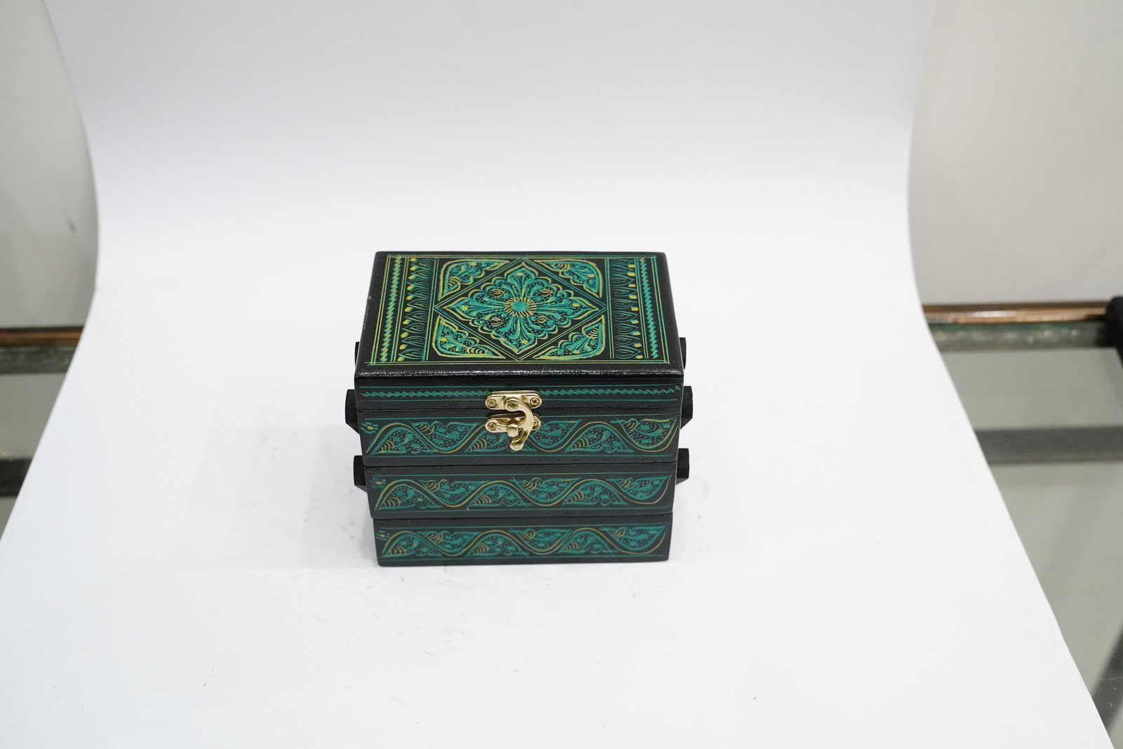 Triple Wooden Box for Multi-Storage Organization